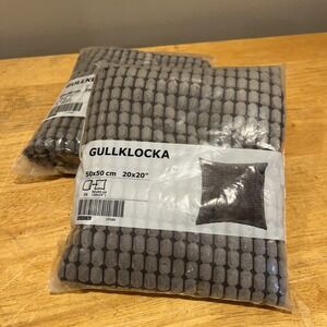 Ikea GULLKLOCKA Pillow‎ (2) cushion covers chenille cotton 20x20 " Gray